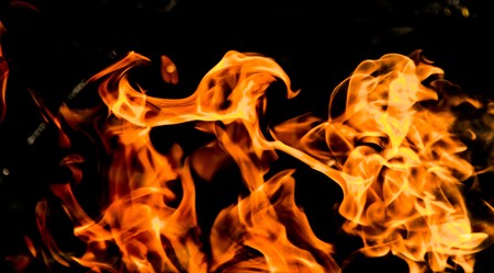 Fire flames on a black background