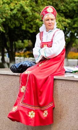 Petropavlovsk, Kazakhstan - August 30, 2017: Kazakhstan marks Constitution Day. People in national costumes, holiday festivities.のeditorial素材