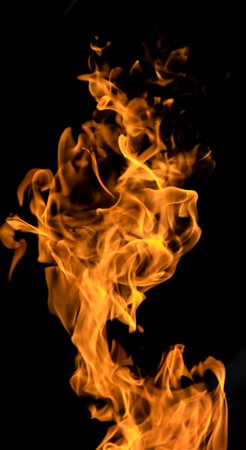 Fire flames on a black backgroundの写真素材