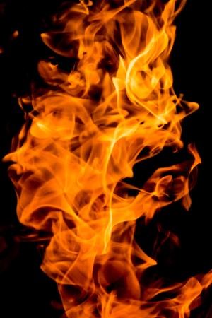 Fire flames on a black backgroundの写真素材