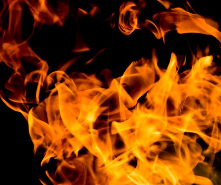 Fire flames on a black background