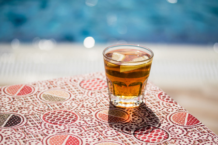 whiskey with lemon beachの写真素材