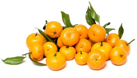 tangerines on a white background isolatedの写真素材