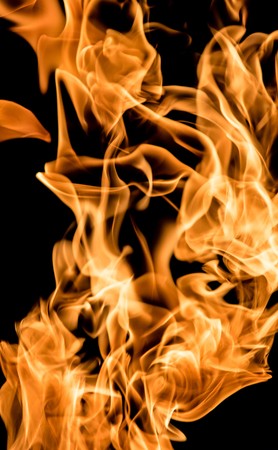 bright flame of fire on a black background