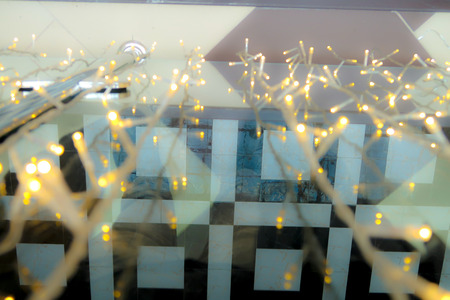bokeh yellow lights garland background