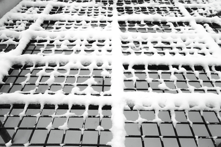 snow on the ground street backgroundの写真素材