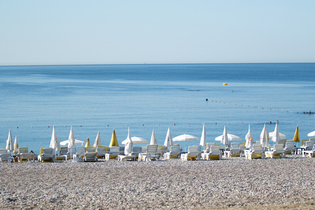 ANTALYA, TURKEY - JULY 21, 2017 - Scenic view of famous Konyaalti Beach on an  summer day.のeditorial素材