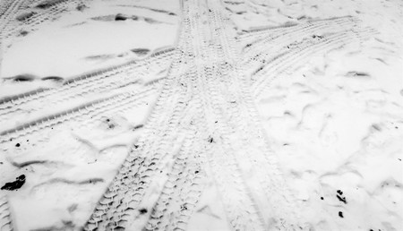 snowy road dirty snow backgroundの写真素材