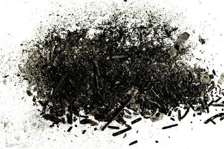 Black powder isolated on white backgroundの写真素材