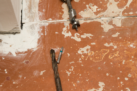 sawdust on the wooden floorの写真素材