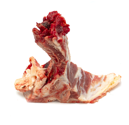 piece of raw beef meat on white backgroundの写真素材