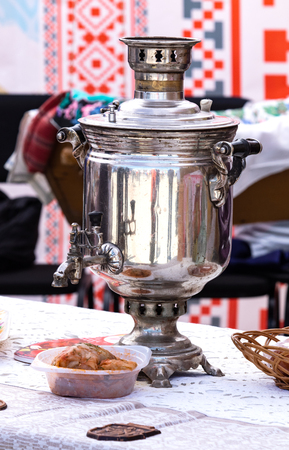 samovar on the table, making teaの写真素材