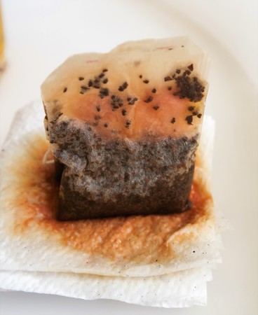 tea bag on the tableの写真素材