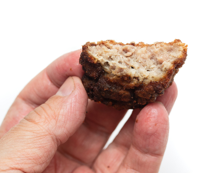 roast cutlet on white backgroundの写真素材