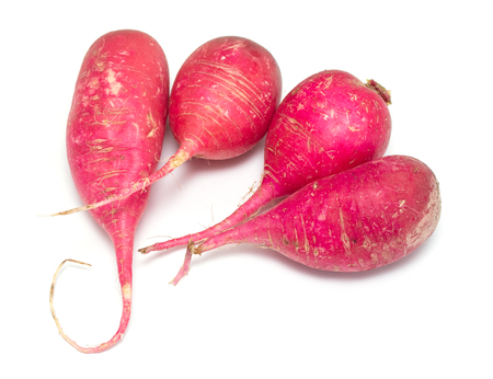 red radish is isolated on a white backgroundの写真素材