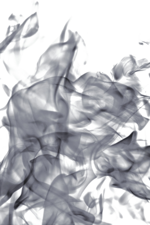 Black flame smoke on a white backgroundの写真素材