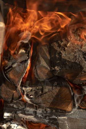 firewood close-up fire