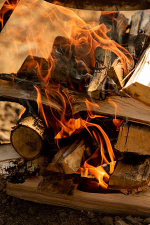 firewood close-up fireの写真素材
