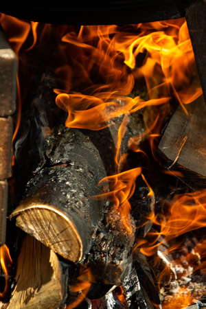 firewood close-up fireの写真素材