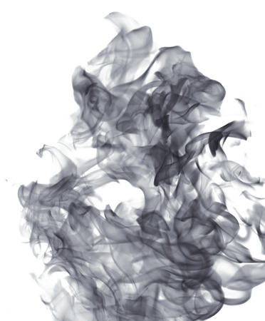 Black flame smoke on a white backgroundの写真素材