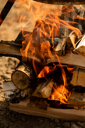 firewood close-up fireの写真素材