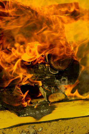 firewood close-up fireの写真素材