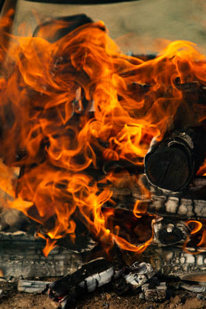 firewood close-up fireの写真素材