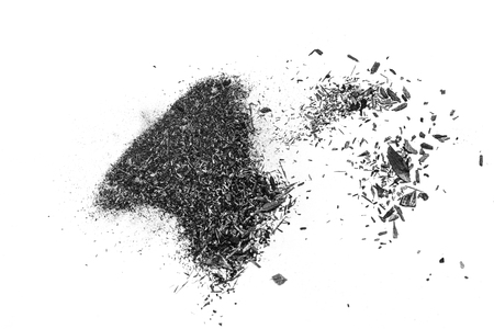 black dust powder charcoal  on white background