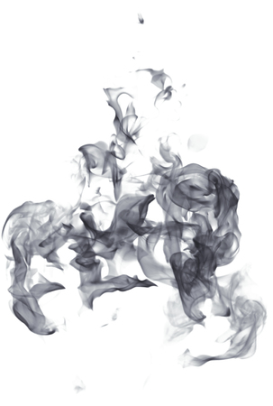 Black flame smoke on a white backgroundの写真素材