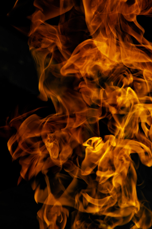 Fire flames on a black backgroundの写真素材