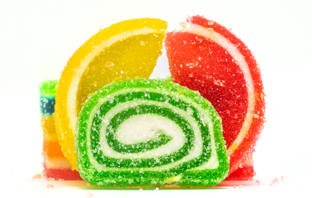 bright candy marmalade on a white backgroundの写真素材