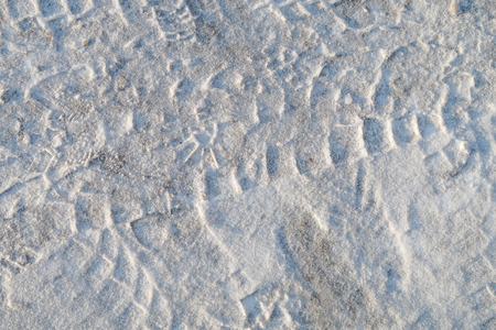 traces on the snow road winter
