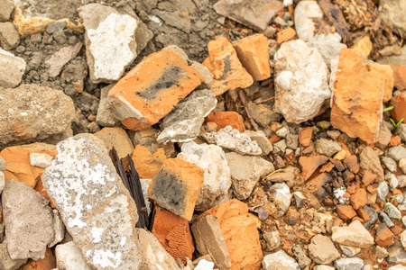 Background debris, brick concrete plaster crushed stone.の写真素材