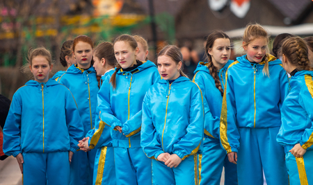 Petropavlovsk, Kazakhstan - May 1, 2019: Songs and dances in the national costumes of the peoples of Kazakhstan. May 1 in Kazakhstan is the Day of Unity of the People.のeditorial素材