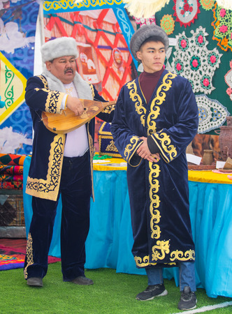 Petropavlovsk, Kazakhstan - May 1, 2019: Songs and dances in the national costumes of the peoples of Kazakhstan. May 1 in Kazakhstan is the Day of Unity of the People.のeditorial素材