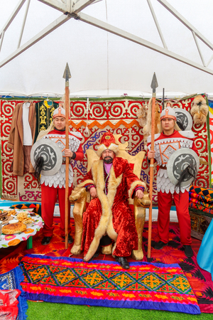 Petropavlovsk, Kazakhstan - May 1, 2019: Songs and dances in the national costumes of the peoples of Kazakhstan. May 1 in Kazakhstan is the Day of Unity of the People.のeditorial素材