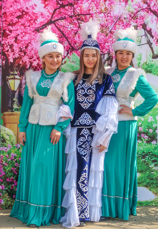 Petropavlovsk, Kazakhstan - May 1, 2019: Songs and dances in the national costumes of the peoples of Kazakhstan. May 1 in Kazakhstan is the Day of Unity of the People.のeditorial素材