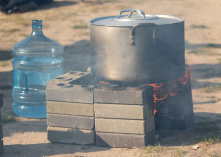 Plastic bottle for 20 liters of water on the street.