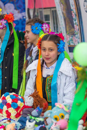 Petropavlovsk, Kazakhstan - May 1, 2019: Songs and dances in the national costumes of the peoples of Kazakhstan. May 1 in Kazakhstan is the Day of Unity of the People.のeditorial素材