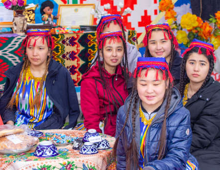 Petropavlovsk, Kazakhstan - May 1, 2019: Songs and dances in the national costumes of the peoples of Kazakhstan. May 1 in Kazakhstan is the Day of Unity of the People.のeditorial素材