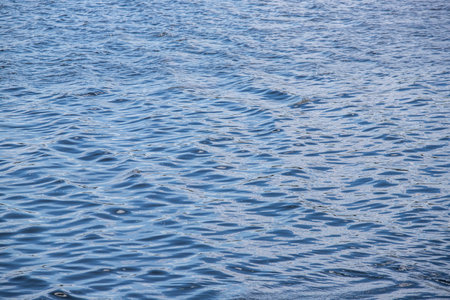 Water surface, abstract background with text box. Texture of water with the sun shine.の写真素材