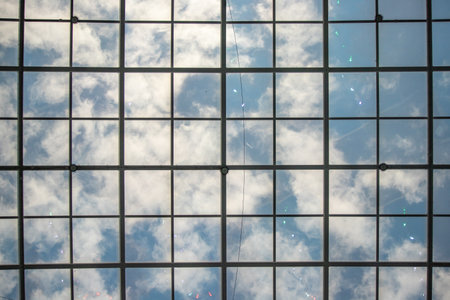 Glass facade of a multi-storey office.の写真素材