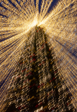 Abstraction, festive night lights out of focus bokeh.