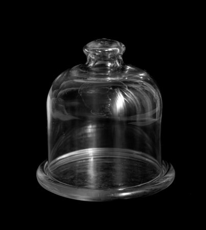 glass flask for lemon on black backgroundの写真素材