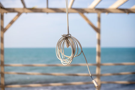 Wooden pier, gazebo with access to the sea.の写真素材