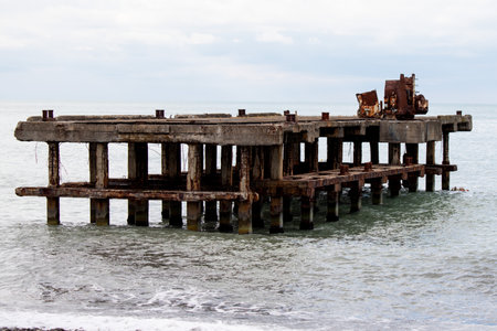pier on the seashore, sea skyの写真素材