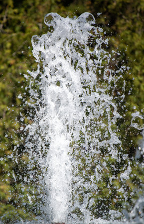 fountain against the blue skyの写真素材