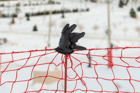 Red net on the ski slope.の写真素材