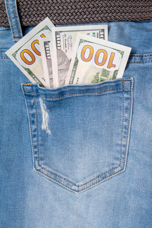 Denim trousers in the money pocket.の写真素材