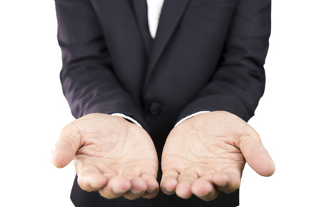 Business hands as if holding something . white backgroundの写真素材